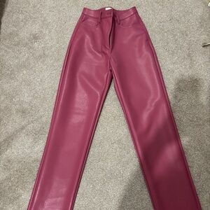 Aritzia Melina pink leather pants size 0